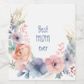 水彩花卉植物浪漫 ワインラベル (シングルラベル)