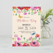 水彩花卉母亲节早午餐邀请函 招待状 (スタンド正面)