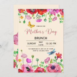 水彩花卉母亲节早午餐邀请函 招待状
