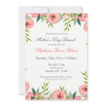 水彩花卉母亲节早午餐邀请函