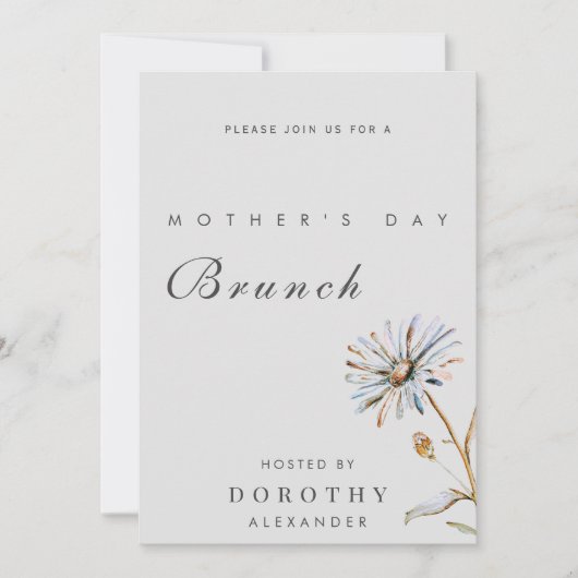 水彩花卉母亲节早午餐 招待状 (正面)