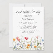 水彩花卉毕业派对 招待状 (正面)