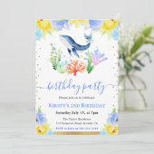 水彩花卉水下鯨魚生日派對 招待状 (スタンド正面)