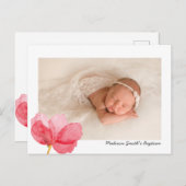 水彩花卉洗礼受洗邀请卡 インビテーションポストカード (正面/裏面)