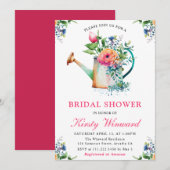 水彩花卉浇水壶新娘淋浴 招待状 (正面/裏面)