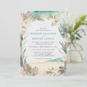 水彩花卉海滩草坪婚礼请柬 招待状 (スタンド正面)