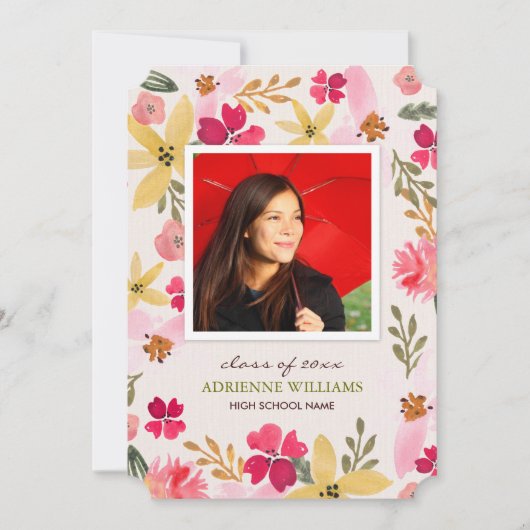 水彩花卉渐变公告 案内状 (正面)