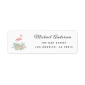 水彩花卉火烈鳥嬰兒洗禮派對標籤 ラベル (正面)