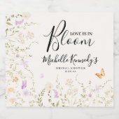 水彩花卉爱情绽放 婚前庆祝会 スパークリングワインラベル (シングルラベル)