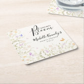 水彩花卉爱情绽放 婚前庆祝会 纸杯垫 スクエアペーパーコースター (アングル)