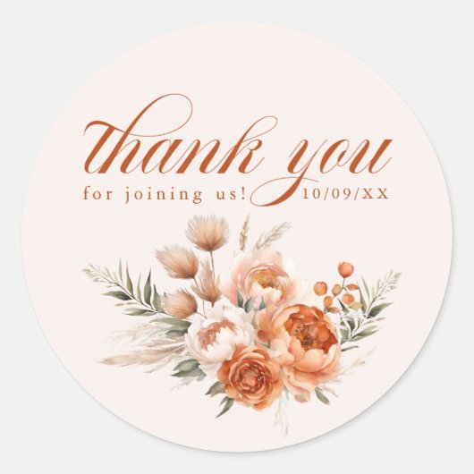 水彩花卉爱情绽放 感谢您 ラウンドシール (正面)
