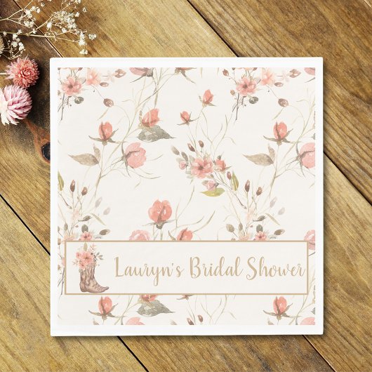 水彩花卉牛仔女孩婚前小聚餐巾 スタンダードランチョンナプキン