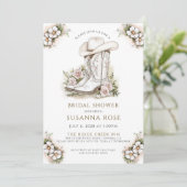 水彩花卉牛仔帽靴子 婚前お披露目 招待状 (スタンド正面)