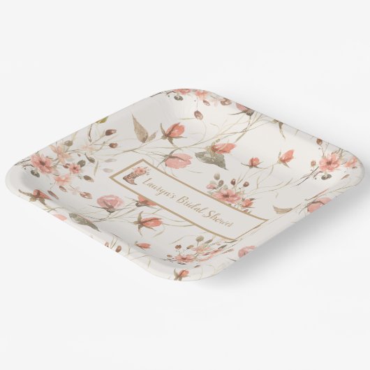 水彩花卉牛仔靴婚前お披露目パーティー ペーパープレート (傾斜あり)