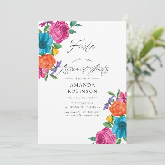 水彩花卉狂欢退休派对 招待状 (スタンド正面)