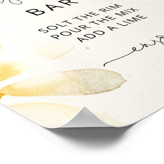 水彩花卉玛格丽塔酒吧标志 ポスター (角)