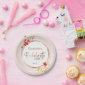 水彩花卉玫瑰女郎会 ペーパープレート (パーティー)