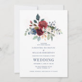水彩花卉现代婚礼 招待状 (正面)