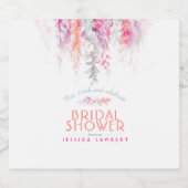 水彩花卉珊瑚粉绿色婚前派对 スパークリングワインラベル (シングルラベル)