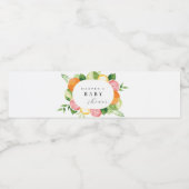 水彩花卉珊瑚綠嬰兒洗禮派對 ペットボトルラベル (シングルラベル)