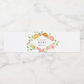 水彩花卉珊瑚綠嬰兒洗禮派對 ペットボトルラベル (シングルラベル)