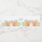 水彩花卉珊瑚綠嬰兒洗禮派對 ペットボトルラベル (シングルラベル)