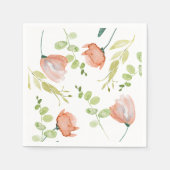 水彩花卉珊瑚绿婚前派对 スタンダードカクテルナプキン (正面)