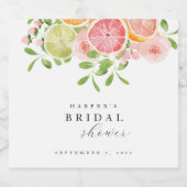 水彩花卉珊瑚绿婚前派对 スパークリングワインラベル (シングルラベル)