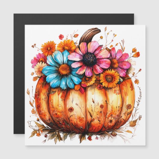 水彩花卉秋季南瓜 (正面/裏面)