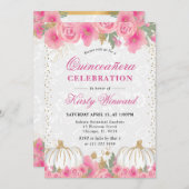 水彩花卉秋季南瓜 quinceañera 招待状 (正面/裏面)