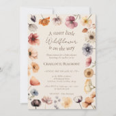 水彩花卉米色可爱小宝宝洗礼派对 招待状 (正面)