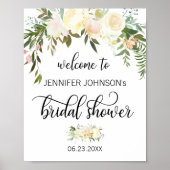 水彩花卉粉色婚前欢迎标志 ポスター (正面)