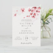 水彩花卉粉色樱花婚礼 招待状 (スタンド正面)