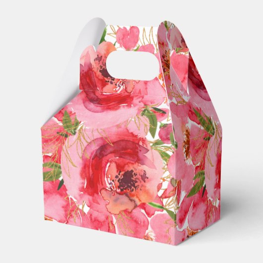 水彩花卉粉色牡丹 婚礼前夕派对礼物 フェイバーボックス (裏面サイド)