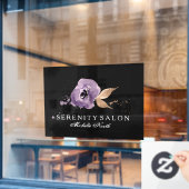 水彩花卉紫水晶紫色 ID294 ウィンドウサイン (カフェ窓)