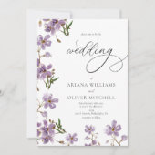 水彩花卉紫色婚礼请柬 招待状 (正面)