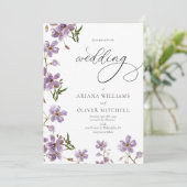 水彩花卉紫色婚礼请柬 招待状 (スタンド正面)