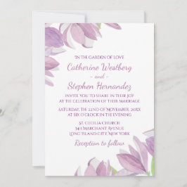 水彩花卉紫色薰衣草婚礼 招待状