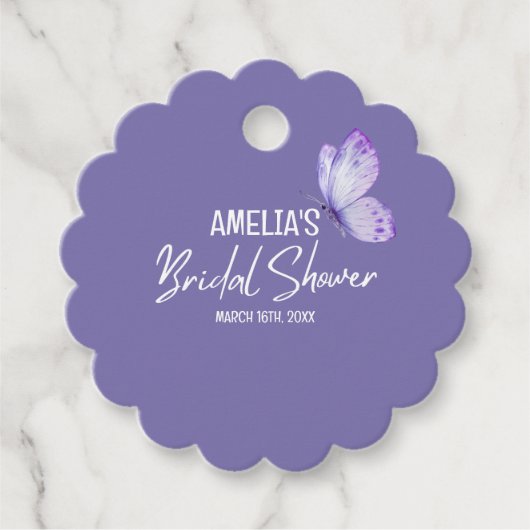 水彩花卉紫色蝴蝶婚前派对 フェイバータグ (正面)