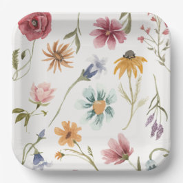 水彩花卉纸盘 ペーパープレート