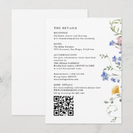 水彩花卉细节＆二维码婚礼 エンクロージャーカード