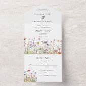 水彩花卉绽放的春季婚礼 オールインワン招待状 (内側)