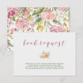 水彩花卉绽放 粉色 | 婴儿洗礼派对书籍请求 エンクロージャーカード (正面/裏面)