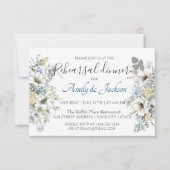 水彩花卉绿植彩排晚餐邀请函 招待状 (正面)