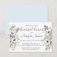 水彩花卉绿植彩排晚餐邀请函