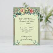 水彩花卉绿色和粉色婚礼答谢宴会 招待状 (スタンド正面)
