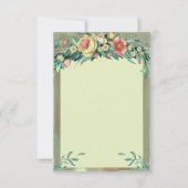 水彩花卉绿色和粉色婚礼答谢宴会 招待状 (裏面)