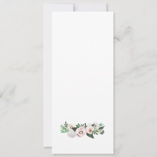 水彩花卉绿色餐桌布置感谢卡 招待状 (裏面)