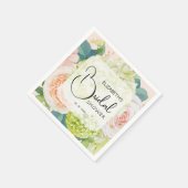 水彩花卉腮紅粉色婚前派對 スタンダードカクテルナプキン (角)