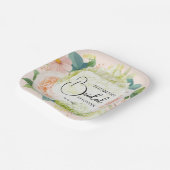 水彩花卉腮紅粉色婚前派對 ペーパープレート (傾斜あり)